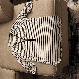 Calvin Klein 3/4 sleeve Black and White Striped Blouse Medium